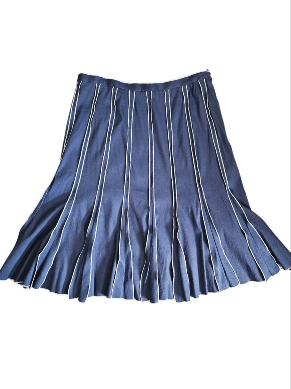 Vtg Acorn Blue A-line Linen Blend Pleated Flared Skirt Sz 16 Coastal Preppy NWT